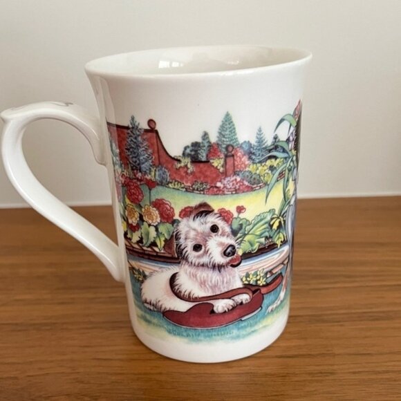 KINGSBURY Fine Bone China Mug Coffee Three Dogs Bone Ball Motif Dog Lover Gift - Picture 1 of 13